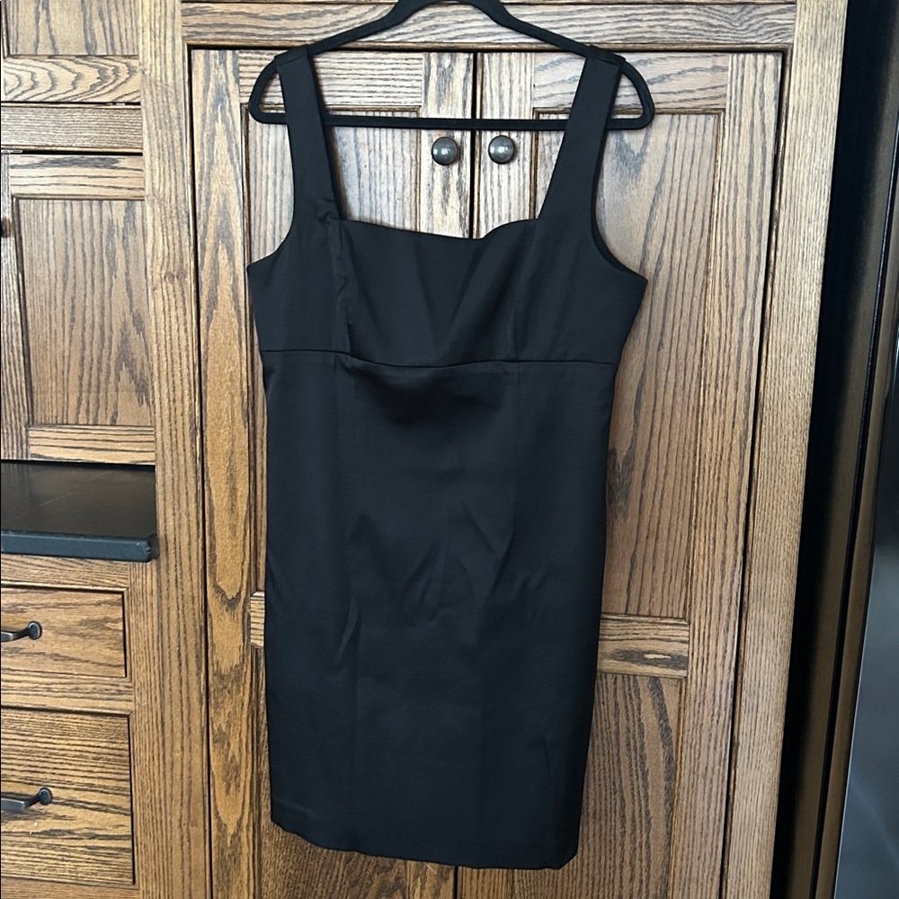 Laundry by Shelli Segal Black Satin Cocktail Dress Square Neck‎ Women’s 16